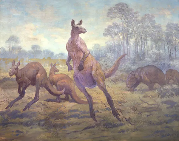Palorchestes and Diprotodon By Charles R Knight