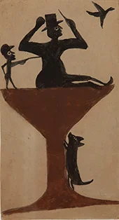 Men Bird and Dog By Bill Traylor