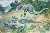 Two Laelaps Fighting 1897 By Charles R Knight