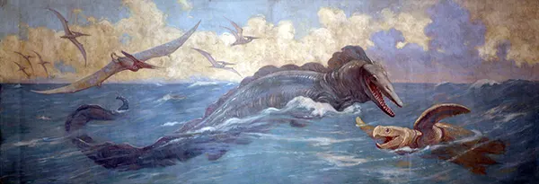 Tylosaurus Protostega and Pteranodon By Charles R Knight