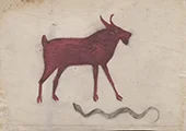 Red Goat with Snake By Bill Traylor