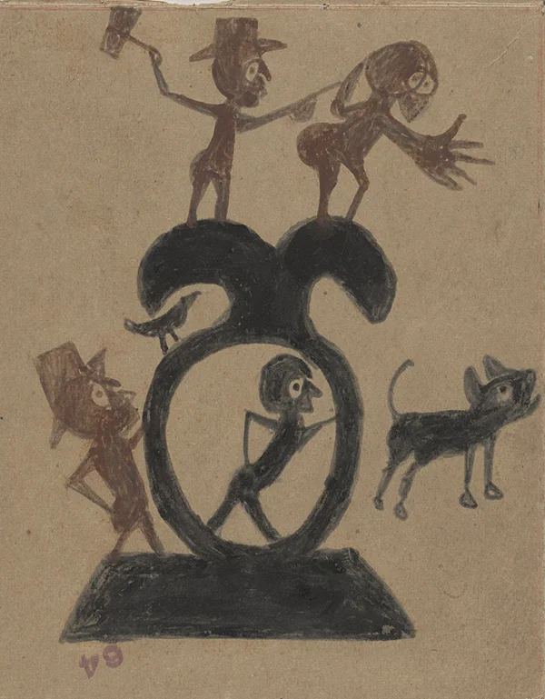 Woman and Man with Axe By Bill Traylor