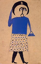 Woman in Blue Skirt and Gloves By Bill Traylor