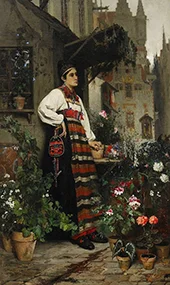 Flower Seller Dressed in Rattvik Costume By Hugo Salmson