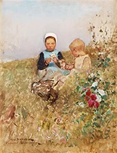 French Children on a Meadow By Hugo Salmson