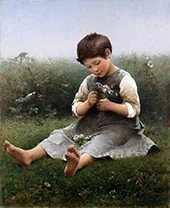 Girl Picking Flowers 1883 By Hugo Salmson