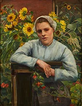 Girl with Sunflowers By Hugo Salmson