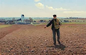 A Sower of the Field on a Sunny Spring Day at Brendekilde Church 1914 By Hans Andersen Brendekilde