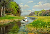 A Young Couple in a Rowing Boat on Odense 1896 By Hans Andersen Brendekilde