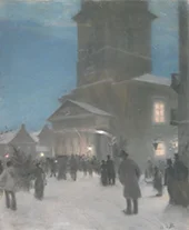 Christmas Eve Outside Frue Kirke By Hans Andersen Brendekilde
