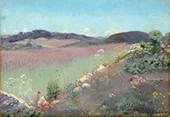 Danish Summer Landscape with Poppies and Cornflowers By Hans Andersen Brendekilde