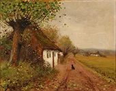 Landscape with a Dog Waiting on a Country Road By Hans Andersen Brendekilde
