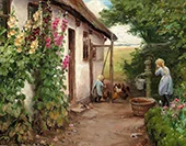 Outside the Farmhouse By Hans Andersen Brendekilde