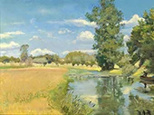 River Through Harvest Landscape Summer By Hans Andersen Brendekilde
