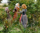 Three Little Girls Picking Blackberries 1885 By Hans Andersen Brendekilde