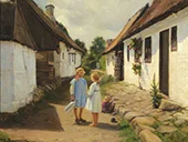 Two Children in a Village Street 1921 By Hans Andersen Brendekilde