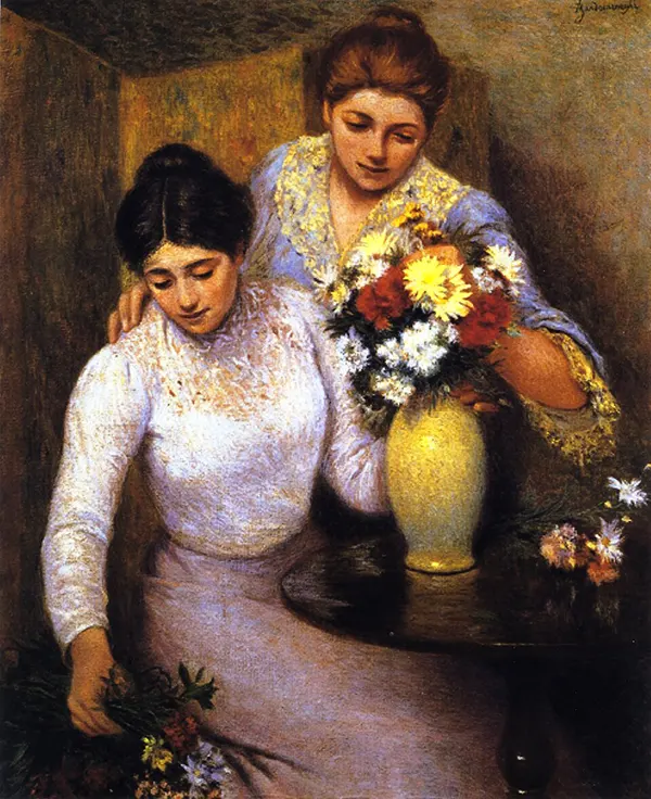 Arranging Flowers By Federico Zandomeneghi