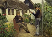 While Reading the Newspaper News 1912 By Hans Andersen Brendekilde
