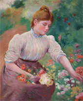 Girl Picking Flowers By Federico Zandomeneghi