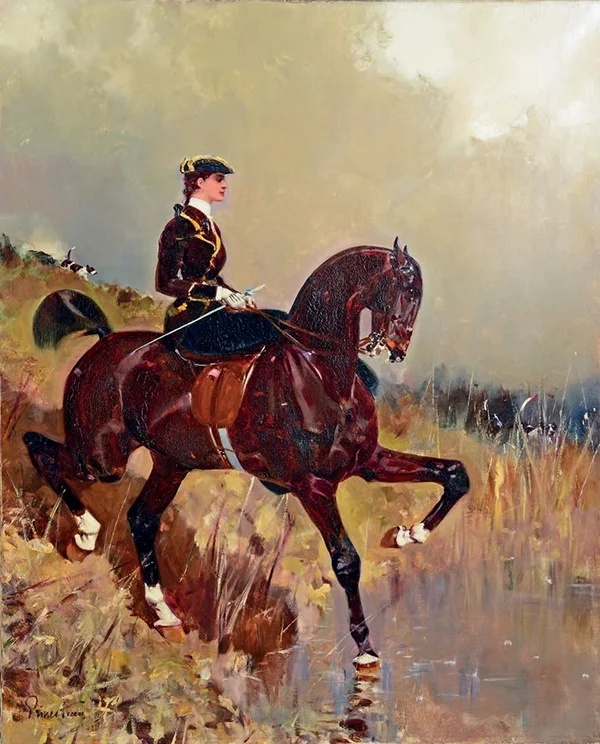 Amazon Approaching a Pond By Rene Princeteau