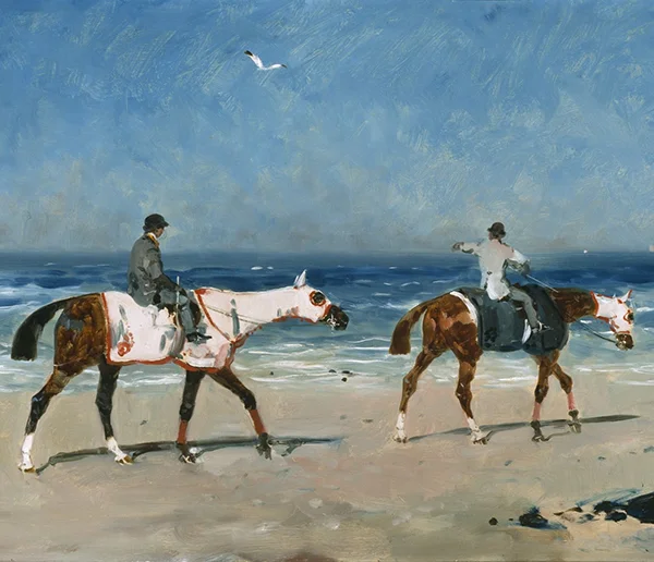 Race Horses on the Beach By Rene Princeteau