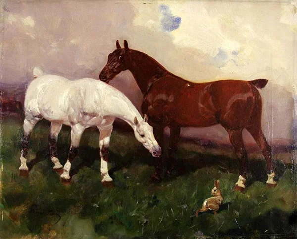 The Horses and the Rabbit c1880 By Rene Princeteau