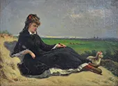 The Elegant Woman with a Dog By Gabriel-Amable de La Foulhouze