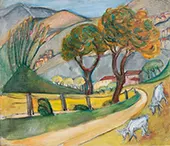 Mountainous Landscape with Goats By Alma del Banco