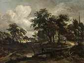 Landscape with a Footbridge By Meindert Hobbema