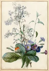 A Bouquet Of Flowers With Insects By Pierre-Joseph Redoute