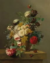 Roses Tulips Peonies Marigolds A Carnation An Iris And Other Flowers By Pierre-Joseph Redoute