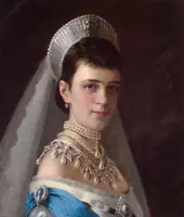 Portrait of Empress Maria Fyodorovna in a Head Dress Decorated with Pearls By Ivan Kramskoy