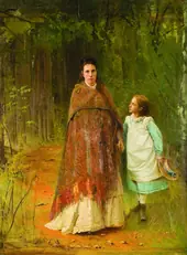 Portrait of Sofia Nikolaevna and Sophia Ivanovna Archaeology wife and daughter of the artist By Ivan Kramskoy