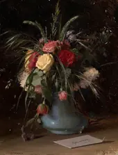 Vase of Flowers and a Visiting Card By Ivan Kramskoy