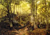 Deerhunter in the Woods By John George Brown