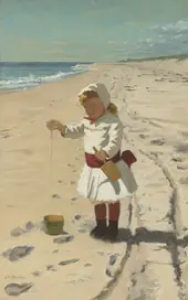 Playing in the Sand at Southampton Beach By John George Brown