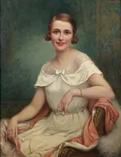 Portrait of a Women in a White Dress By Francois Martin-Kavel