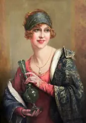 Young Woman with Vase By Francois Martin-Kavel