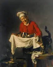Young Kitchen Boy With Puppies and Kittens By Claude Joseph Bail