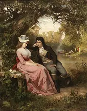 A Romantic Meeting By Wilhelm Amberg