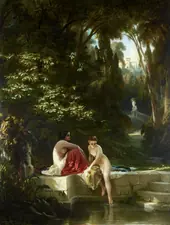 Bathing Nymphs By Wilhelm Amberg