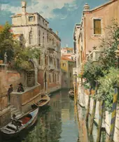A Canal in Venice By Louis Aston Knight