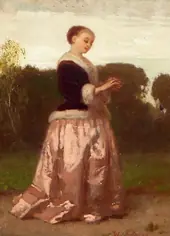 Elegant Lady in the Park By Wilhelm Amberg