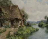 Cottage Along the River By Louis Aston Knight
