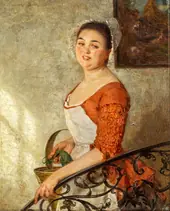 Maid on the Stairs By Wilhelm Amberg