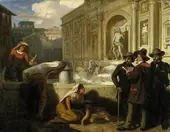 Self portrait with Friends at the Trevi Fountain By Wilhelm Amberg