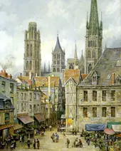 Market Place Rouen By Louis Aston Knight