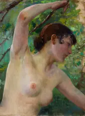 Nude Study Outdoors By Ferdinand Max Bredt