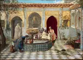 Orientalist Courtyard Scene By Ferdinand Max Bredt