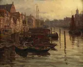 The Old Harbor Dordrecht Holland By Louis Aston Knight